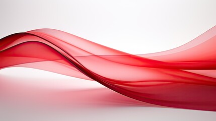  a red wave of flowing fabric on a white background with room for text.  generative ai - obrazy, fototapety, plakaty