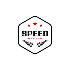 Speed racing motocross badge logo vector design template