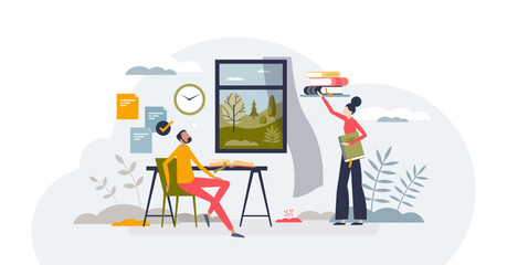 Self study and personal development with book reading tiny person concept, transparent background. Intelligence and education from efficient learning illustration. Skills and qualification progress.