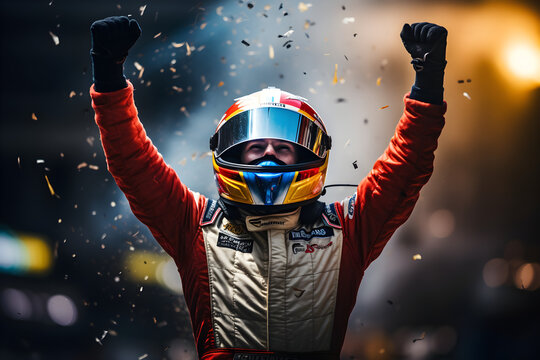 race car driver celebrating a win