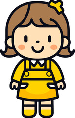 노란색 유치원복을 입고있는 여자 남자 유치원생_어린이집_초등학생