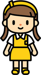 노란색 유치원복을 입고있는 여자 남자 유치원생_어린이집_초등학생