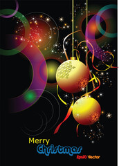 Christmas - New Year shine card with golden balls Eps10 vector
