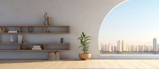 illustration of spacious indoor area with big window