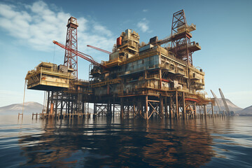 oil and gas production platform in the ocean