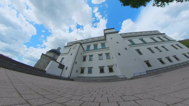 Palace of the Grand Dukes of Lithuania, National Museum. Wide Angle Slow Motion Footage.