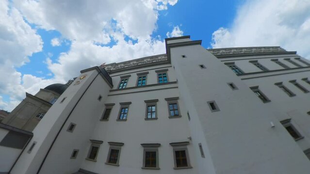 The Palace of the Grand Dukes of Lithuania In Vilnius. Extreme Wide Angle Slow Motion Shot.