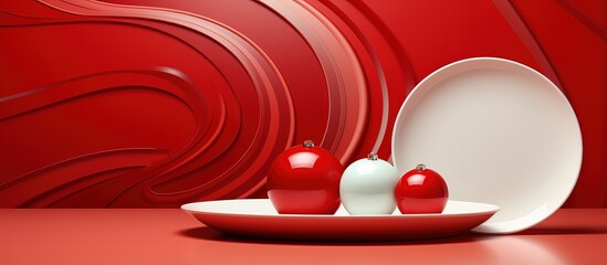 red and white plates arrangement