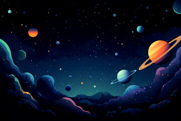 Fototapeta premium Beautiful Space Landscape, An Expansive, Panoramic Anamorphic, space inspirations