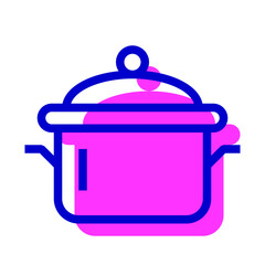 料理、鍋、両手鍋を表す2色スタイルのアイコン