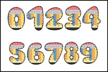 Handcrafted Back To School number color creative art typographic design