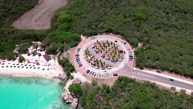 Drone shot of Playa Kenepa Curacao
