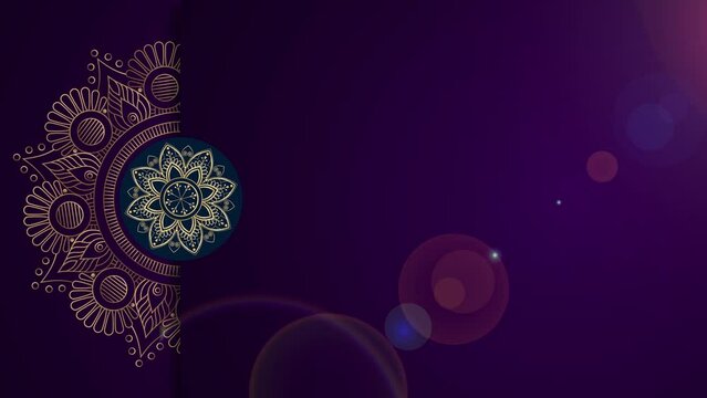 East Arabic Islamic style animation rotates, moves smoothly. Decorative oriental vintage flowers for video background elements. Digital luxury abstract ornamental mandala with gold arabesque pattern.