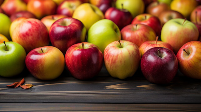 red apples on a wooden table HD 8K wallpaper Stock Photographic Image 