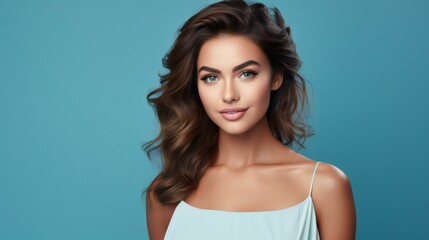 Fototapeta premium Fashion Model fashion model glamour hairstyle and makeup enhance natural beauty healthy skin and body isolated background.