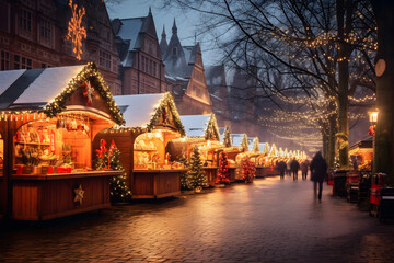 Christmas market at night