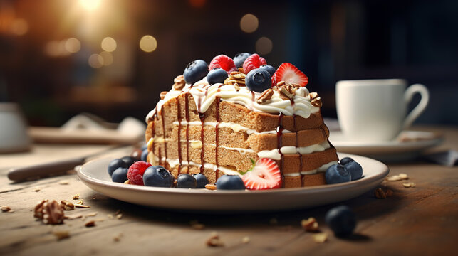 cake with chocolate HD 8K wallpaper Stock Photographic Image 