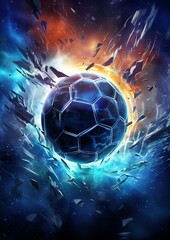 Fußball blauer Ball - obrazy, fototapety, plakaty
