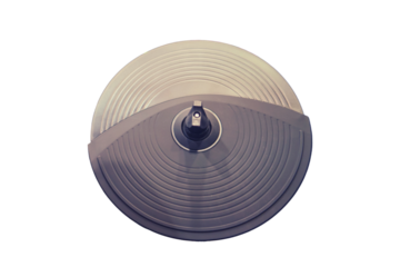 Close-up of a drum kit on a stage in a recording studio