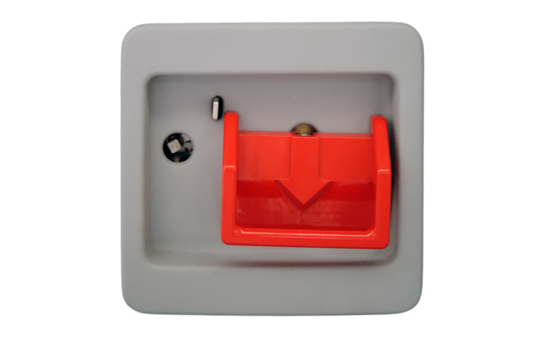 Emergency break for forced opening of doors in a train carriage, isolated on white background