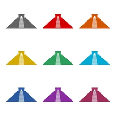 Selbstklebende Fototapete Berge Maya pyramid icon isolated on white background. Set icons colorful