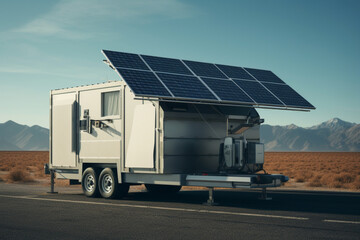 Isolated mobile Solar power station, aesthetic look