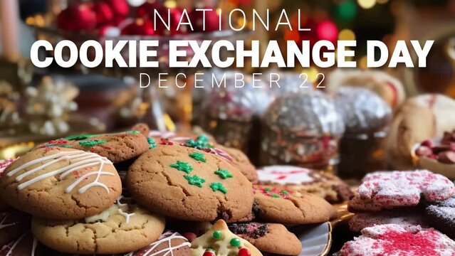 National Cookie Exchange Day. photo motion with lettering animation.