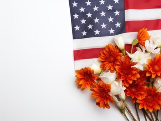 American Flag and Flowers
