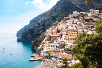 Positano town on Amalfi coast in Italy