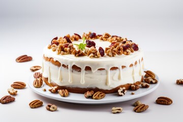 Layered vanilla cake with nuts - Powered by Adobe