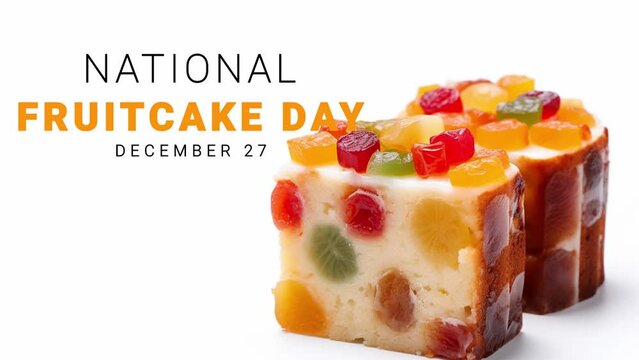 National Fruitcake Day. photo motion with lettering animation.
