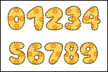 Handcrafted Flora number color creative art typographic design