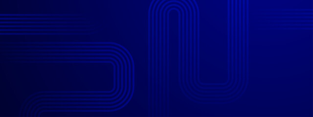 Obraz premium Blue vector abstract dynamic banner with neon glowing bright shape lines