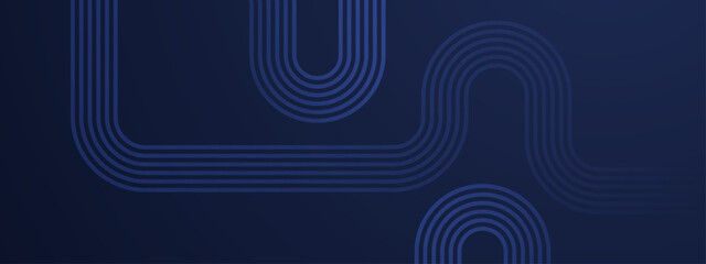 Obraz premium Black and blue abstract luxury lines shapes overlapping on dark banner vector illustration