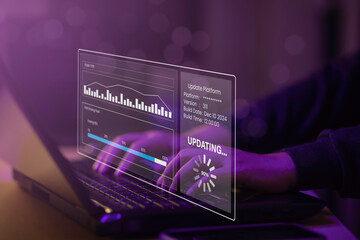 High performance speed internet connection network technology, Man using Internet high speed by...