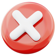 Obraz premium Cross mark icon wrong button ellipse shape 3d render illustration isolated on transparent background