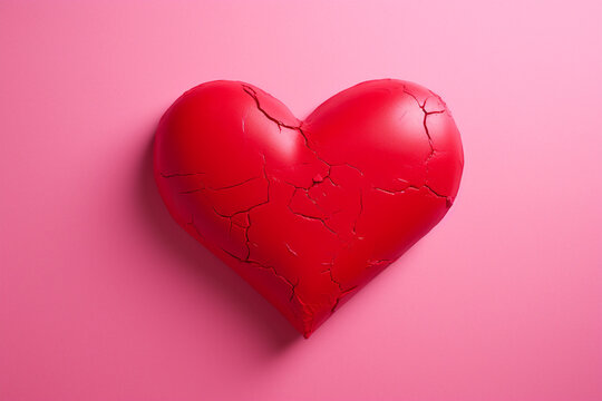 Image of red heart on pink paper, aesthetic look