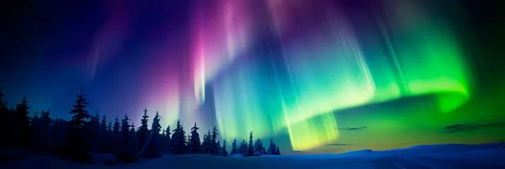 Fotobehang with the ethereal colors of the Northern or Southern Lights, creating a mystical and otherworldly ambiance. © Maximusdn
