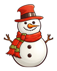 Cute Snowman cartoon vector isolated background.