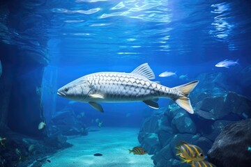 Fototapeta premium a fish swimming freely in a big aquarium