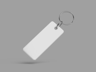 White Blank Acrylic Keychain 3D Render Mockup