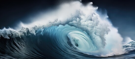 Ninth wave symbol of tremendous danger Tsunami like wall of water turbulent Pacific waves over 8...