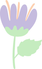 Hand Drawn Stemmed Flower Element