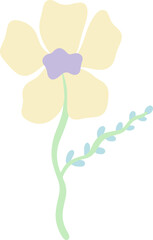 Hand Drawn Stemmed Flower Element