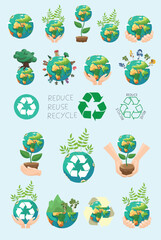 Earth illustration collection Vector concepts for graphic and web design, business presentation, marketing and print material. International Mother Earth Day. Ecology and environmental protection
