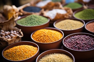 an array of fiber-rich legumes in bowls