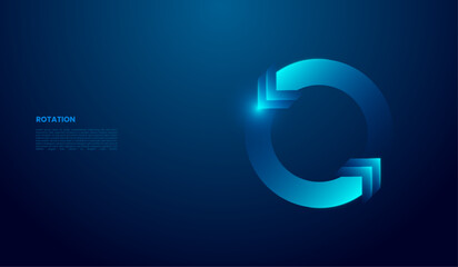 Abstract two arrows go around on a dark blue background. Digital exchange and money transfer concept