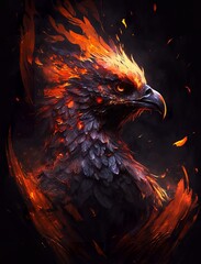 Brennender Feuer Phönix Vogel aus der Asche Fantasie Tier