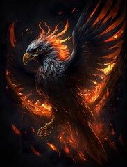 Brennender Feuer Phönix Vogel aus der Asche Fantasie Tier