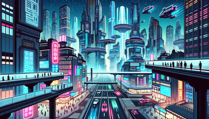 Neon Nights in Futuristic City